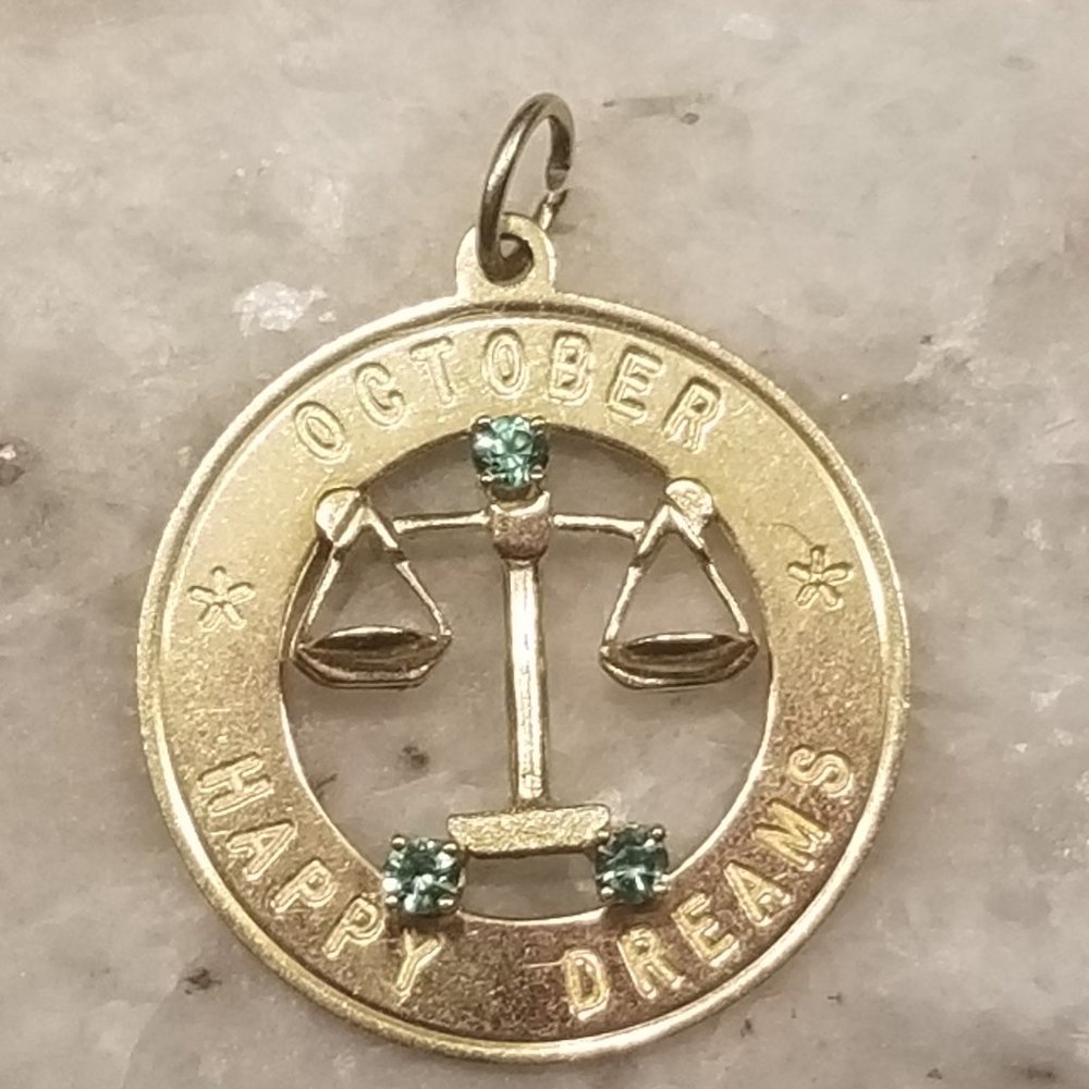 DANKNER OCTOBER HAPPY DREAMS LIBRA SCALES JUSTICE 14K CHARM PENDANT NECKLACE